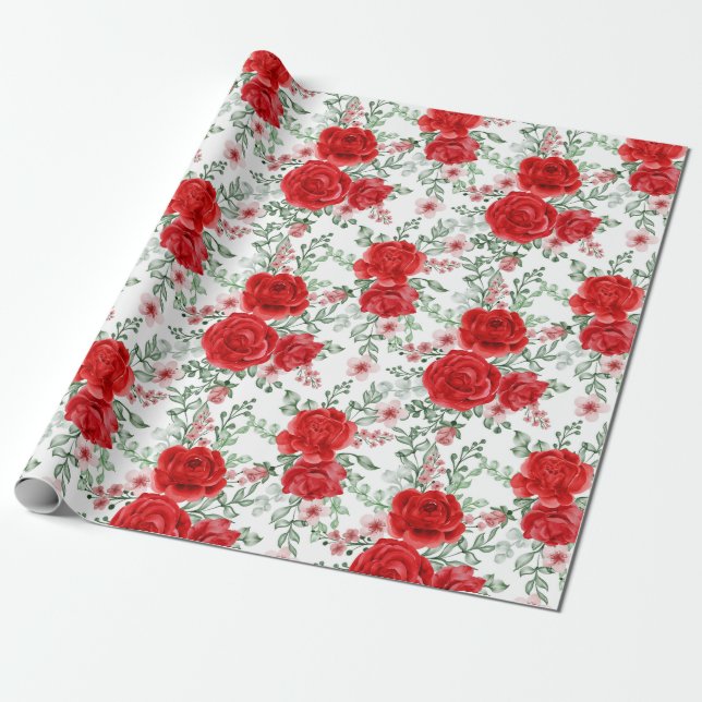 Pretty Floral pattern Wrapping Paper (Unrolled)