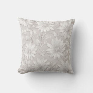 Pretty Floral Patterned Natural White Elegant Chic Cushion