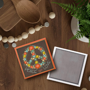 Pretty Floral Peace Sign Love Inspirivity Magnet