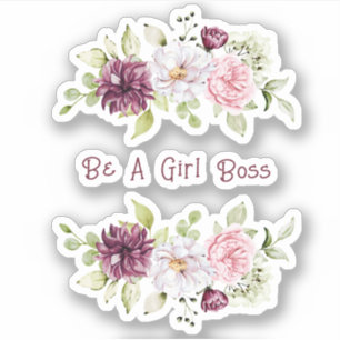 Pretty Floral Peony  "Be A Girl Boss" Vinyl