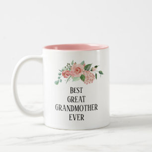 Pretty floral Personalised Best  Great Grandmother Two-Tone Coffee Mug