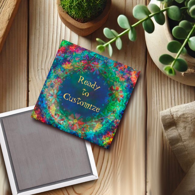 Pretty Floral Personalised Blue Inspirivity Magnet (Creator Uploaded)