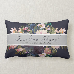 Pretty Floral Personalised Meaning Baby Girl Name Lumbar Cushion