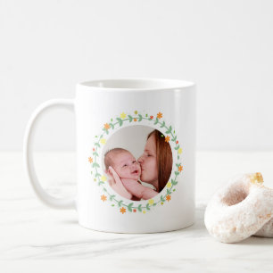 Pretty Floral Personalised Monogram Custom Photo Coffee Mug