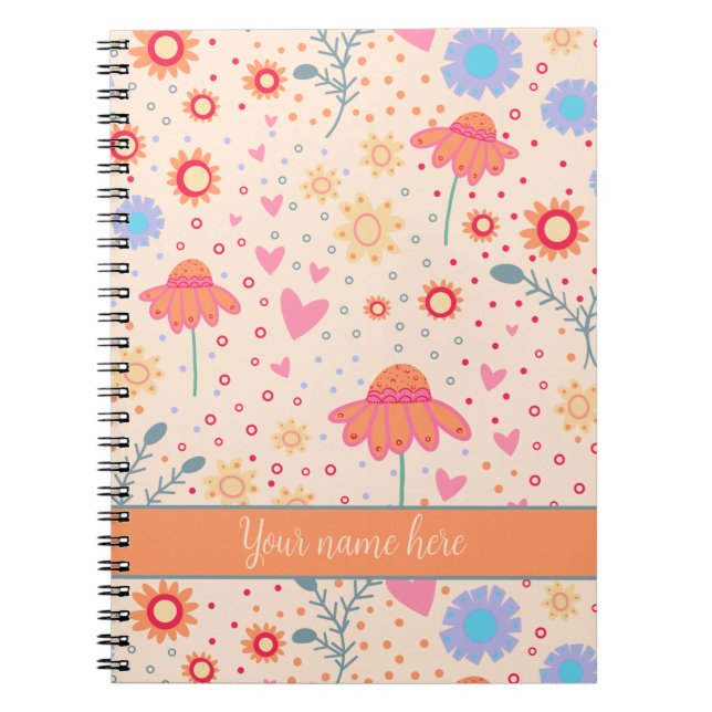 Pretty Floral Personalised Name Inspirivity Notebook (Front)