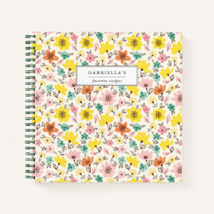 Pretty Floral Personalised Recipe Notebook
