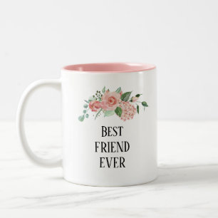 Pretty floral Personalized  best Friend Two-Tone Coffee Mug