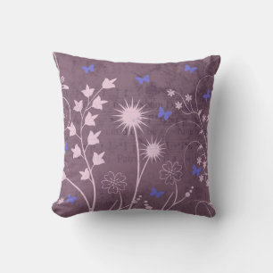 Pretty Floral Pillows with Blue Butterflies