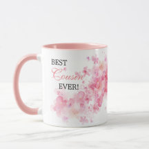 Pretty Floral Pink Watercolor Best Cousin Ever