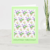 Pretty Floral Polish Language Greeting Birthday