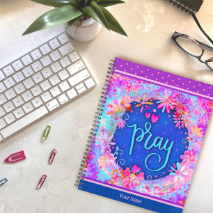 Pretty Floral Pray Cheerful Purple Blue Art Planner