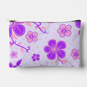 Pretty Floral Print Purple and Pink on Lavender Accessory Pouch