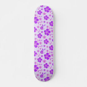 Pretty Floral Print Purple and Pink on Lavender Skateboard