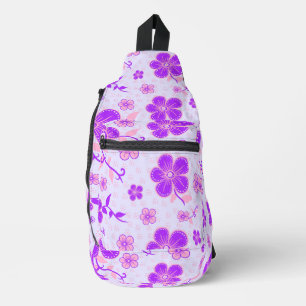 Pretty Floral Print Purple and Pink on Lavender Sling Bag