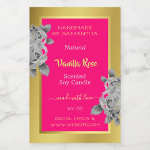 Pretty Floral Product Labels Gold Pink Beauty &
