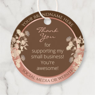 Pretty Floral Product Supplies Brown and Rose Gold Favour Tags