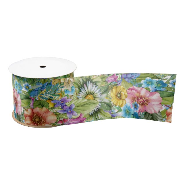 Pretty Floral Ribbon Satin Ribbon (Spool)