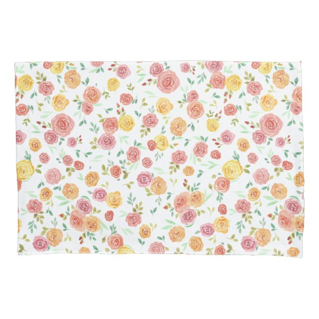 Pretty Floral Rose Pattern  Pillowcase (Front)