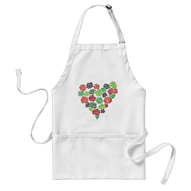 Pretty Floral Roses Heart Kitchen Cooking Apron (Front)