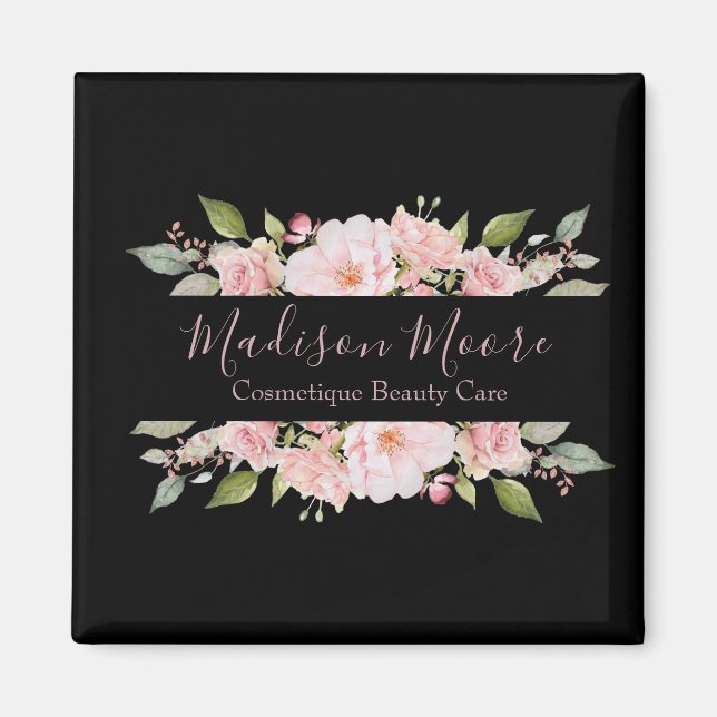 Pretty Floral Roses Name/Business Inscribed Magnet (Front)