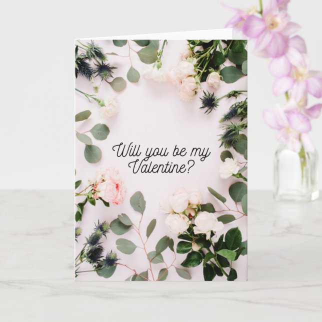 Pretty Floral, Simple & Minimalist Valentines Card (Orchid)