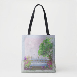 Pretty Floral Sitting Scenery By The Sea Tote Bag