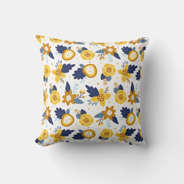 Pretty Floral Spring Garden Pattern Cushion (Front)