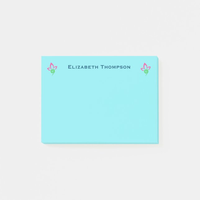 Pretty Floral Symbol Design Personalised Post-it Notes (Front)