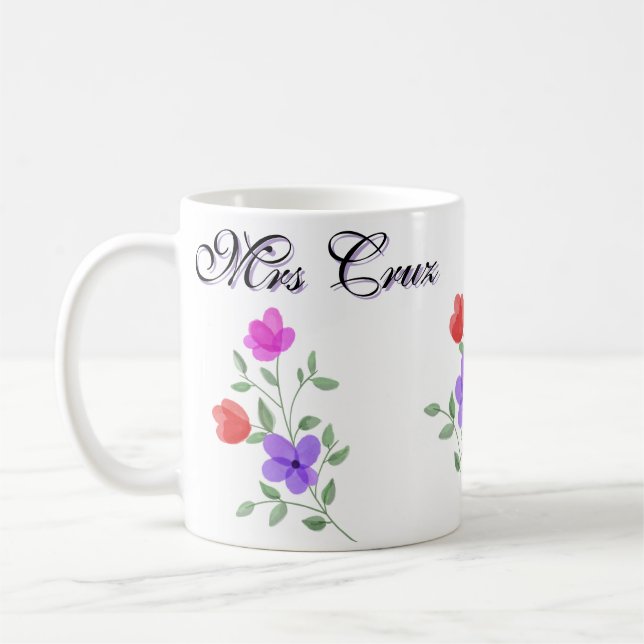 Pretty Floral Teacher Custom Mug (Left)