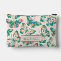 Pretty Floral Teal Butterfly Pattern Personalised