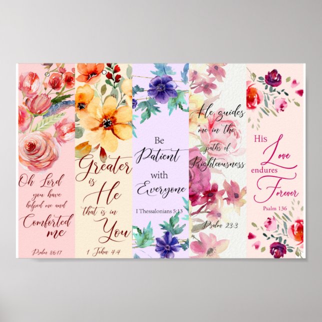 Pretty floral theme Christian bookmarks Poster (Front)