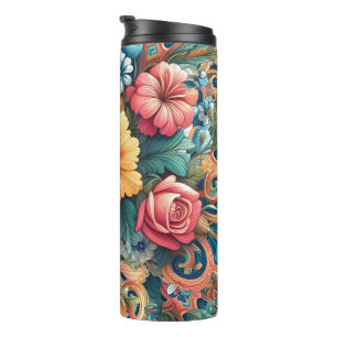 Pretty Floral Thermal Tumbler