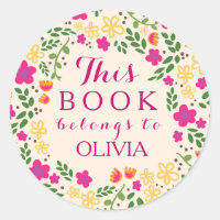 Pretty Floral This Book Belongs Stickers Round