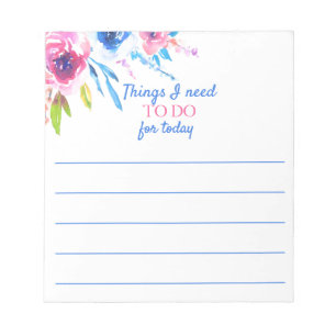 Pretty Floral TO DO Reminder Planner Notepad