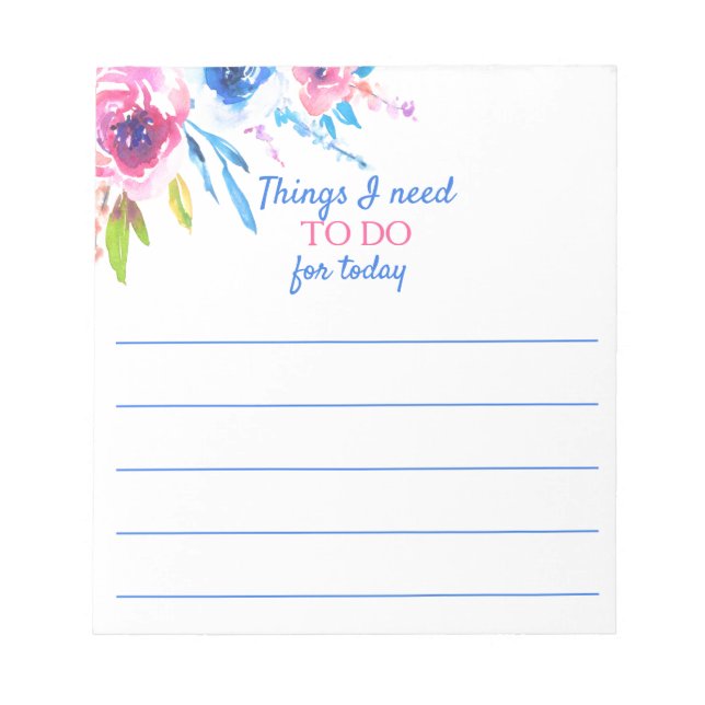 Pretty Floral TO DO Reminder Planner Notepad (Front)