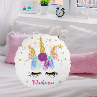 Pretty Floral Unicorn Round Cushion