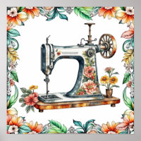 Pretty Floral Vintage Sewing Machine