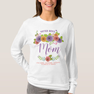 Pretty Floral Voted Best Mum Mother's Day T-Shirt