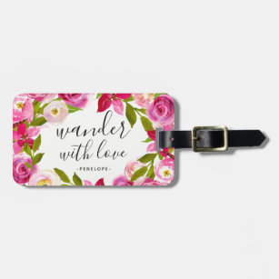 Pretty Floral Wander with Love Luggage Tag