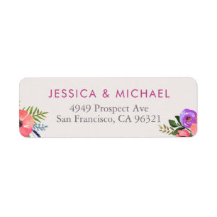 Pretty Floral Watercolor Custom Return Address Label
