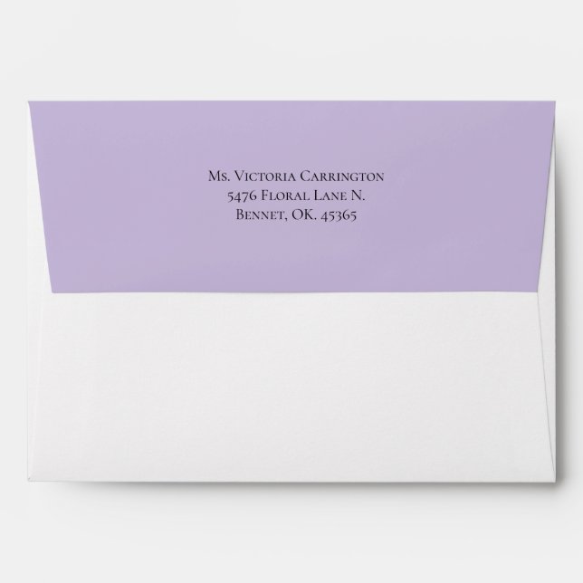 Pretty Floral Watercolor Purple Simple Envelope (Back (Top Flap))