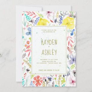 Pretty Floral Watercolor Wedding Invitation