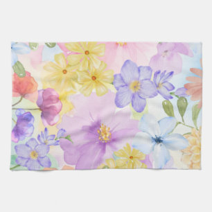 Pretty Floral Watercolors Tea Towel