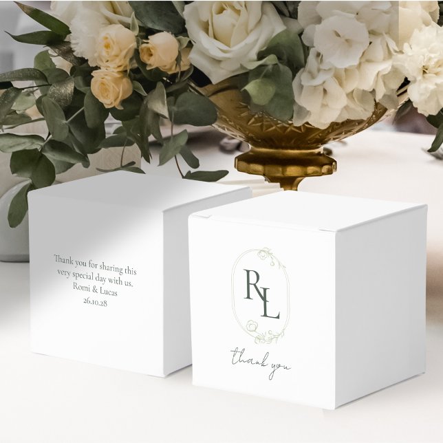 Pretty Floral Wedding Couple Monogram Thank You Favour Box (Creator Uploaded)