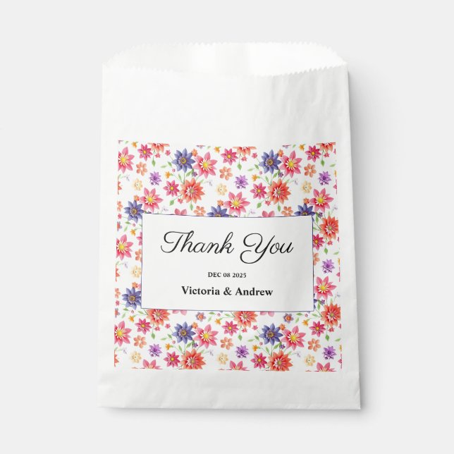 Pretty Floral Wedding Invitation Favour Bag (Front)