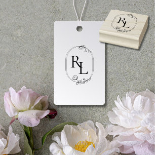 Pretty Floral Wedding Monogrammed Initials Rubber Stamp