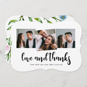 Pretty Floral Wedding Thank You Photo Card