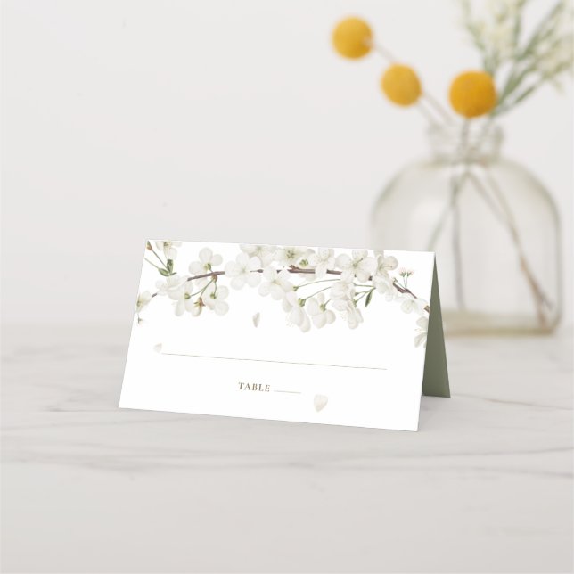 Pretty Floral Wedding White Blossom  Place Card (Front)