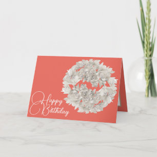 Pretty Floral White Orchid Flower Garland Birthday Card