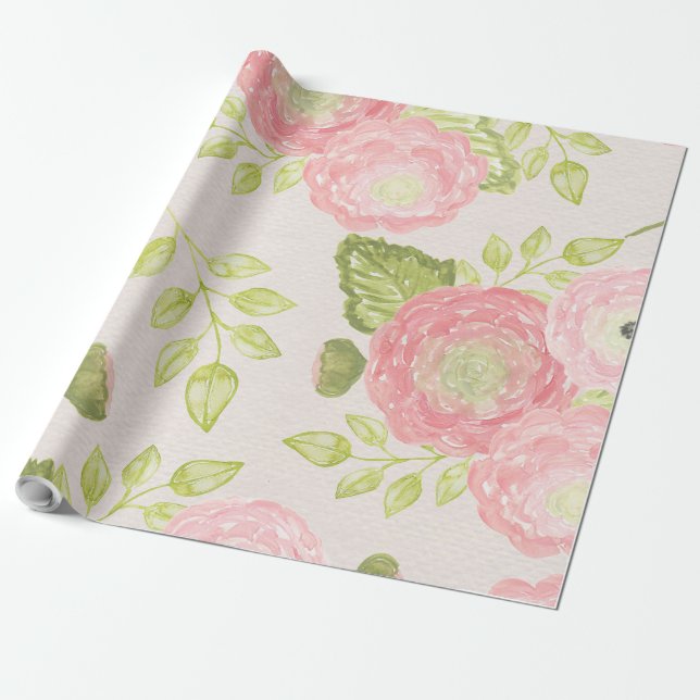 Pretty Floral Wrapping Paper (Unrolled)